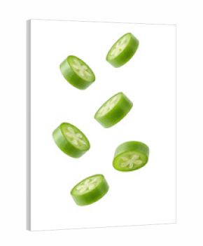 Sliced jalapeno peppers green chili pepper rings spicy ingredient cooking food preparation isolated on transparent background