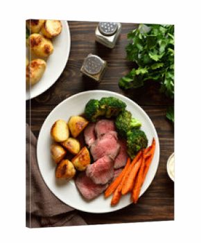Traditional Sunday roast beef with vegetables
