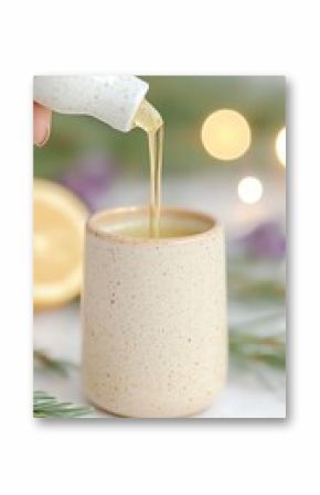 Hand Pouring Herbal Oil into Ceramic Diffuser