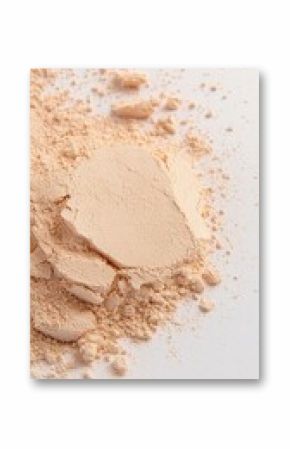 Beige Cosmetic Powder Texture on White Background