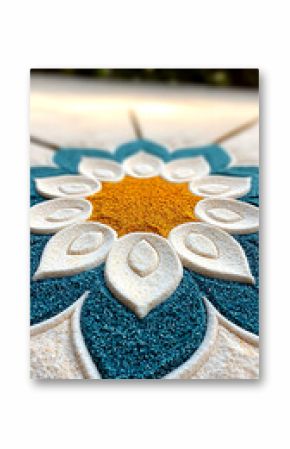 Intricate Colorful Sand Rangoli Design