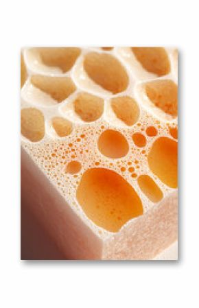 Macro Close-up of Textured Orange Sponge with Shadows