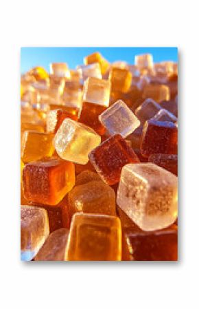 Macro View of Brown and Gold Sugar Crystals