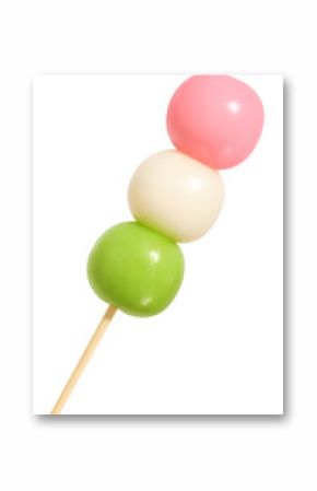 hanami dango isolated on transparent background, png file,  japanese sweet, dango, dumpling, rice flour, round, skewer 