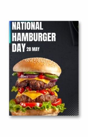 Juicy double cheeseburger for national hamburger day may 28th