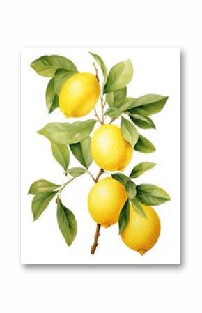 Lemon branch botanical fruit art.