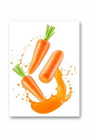 Carrot with a splash of juice in the air