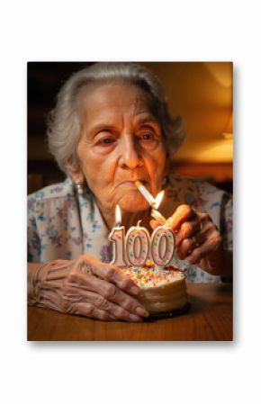 Elderly Woman Birthday Century Celebration