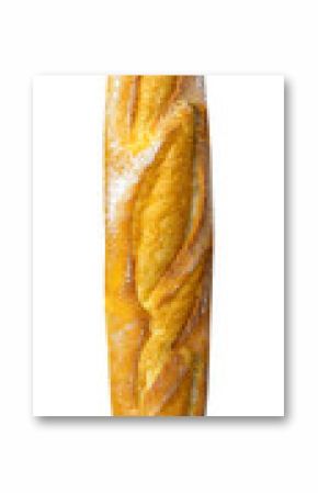 Freshly baked baguette or Golden-brown baguette, freshly baked and dusted with flour. One freshly baked baguette isolated 