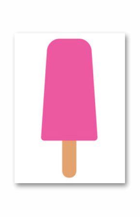 Pink ice cream bar icon isolated on white background. Ice cream on a wooden stick, a delicious pink ice treat with strawberry or raspberry flavor. Summer and holiday symbol, Vector illustration EPS 10