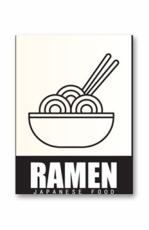 Ramen simple logo design. With illustration of a bowl of ramen with chopsticks