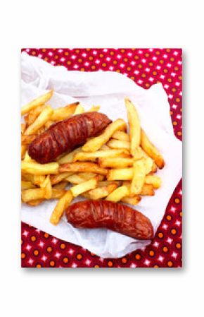 traditional south African street food Russian sausage and chips
