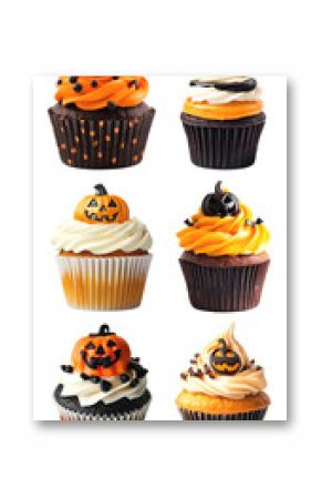 PNG Halloween cupcake  element set, transparent background