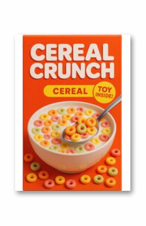 PNG Colorful breakfast cereal box on transparent background