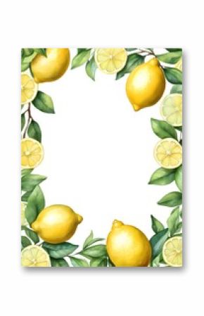 Bright and cheerful lemon watercolor art perfect for invitations, greeting cards, or creative layouts celebrating natures citrus beauty Generative AI