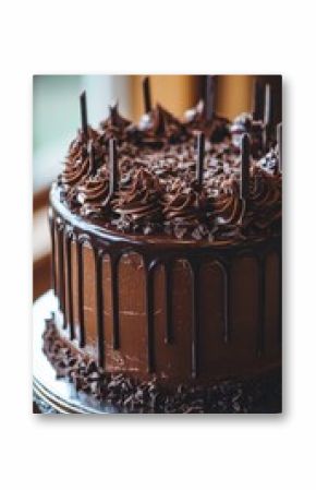 Indulgent Chocolate Cake Layers with Decadent Ganache, a Luxurious Dessert Experience Awaiting You