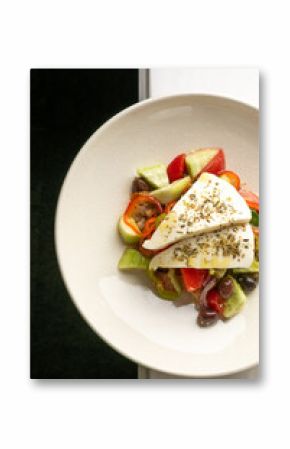 Mediterranean symphony of feta crowned salad whispers of summer solstice feasts and olive-hued tranquility of Gaia's celebrations