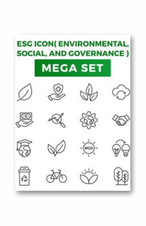 ESG Icon Environmental Social and Governance icons collection Mega set 3