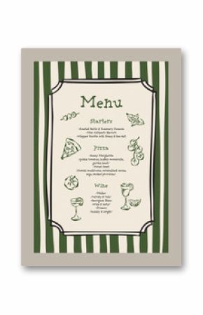 Elegant vector menu template with food doodles