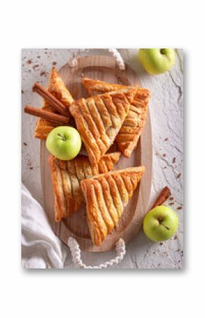 Delicious apple triangle cake as sweet summer snack.