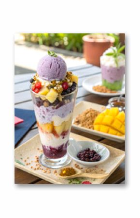 Delicious Filipino Halo-Halo Dessert with Ube Ice Cream