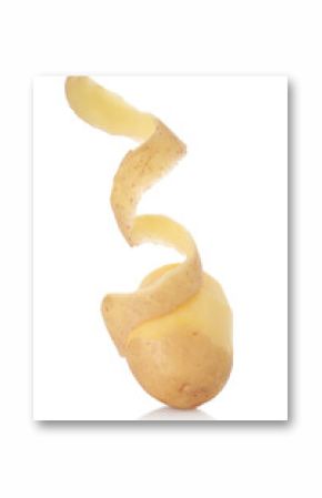 Raw potato with peel isolated on white