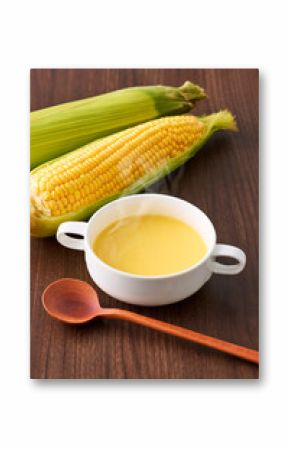 コーンスープと新鮮なとうもろこし　Corn Soup and Fresh Sweet Corn