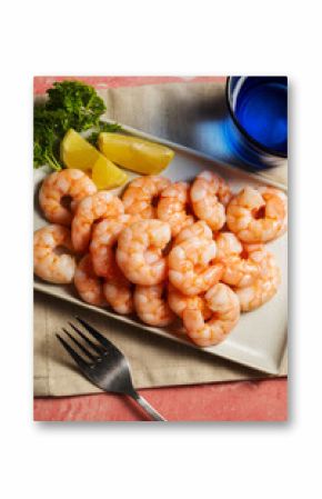 Peeled shrimp on a plate, seafood, shrimp, protein food