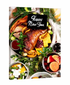 Tasty dishes for Christmas family dinner.