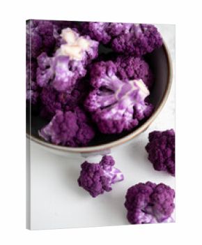 Close up of Purple Cauliflower on Kitchen Counter Top