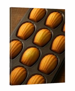 Freshly Baked Madeleines in Baking Tray