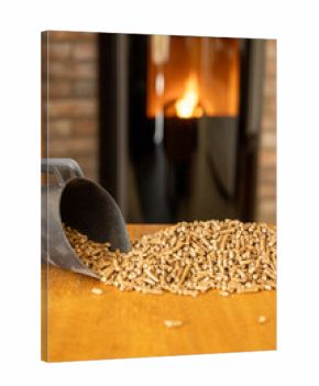 Heating pellets on a wooden table
