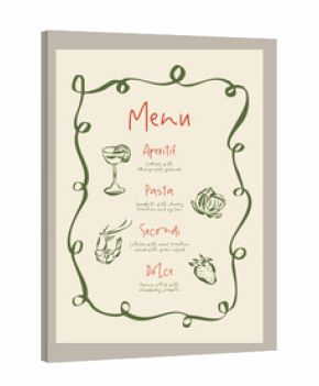Menu template for restaurant. Food and drinks ink sketch style doodles.
