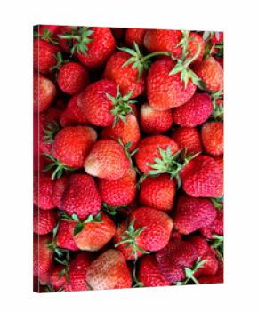 Strawberries background. Fresh strawberries close up. Top view. Close-up, selective focus.