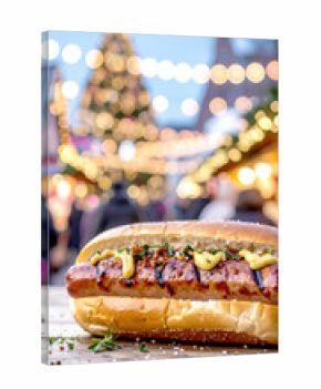 Bratwurst in Brötchen, Weihnachtsmarkt 