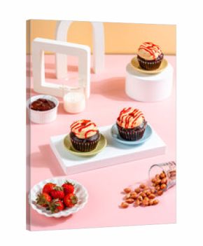 A Cupcake is a small, single-serving cake baked in a small cup-shaped mold, often lined with paper
