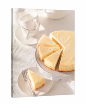 Sweet New york cheesecake as traditional cake with cheese.