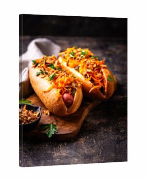 Traditional american street food hot dog