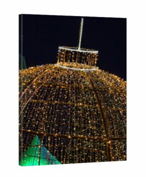 Many lights on a giant christmas bauble on the market square in Groningen, Netherlands