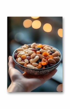 A person holding a bowl of nuts