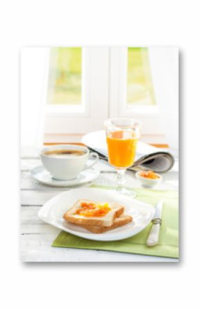 Continental breakfast - coffee, orange juice, toast