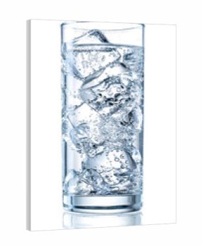 Glass of mineral carbonated water with ice