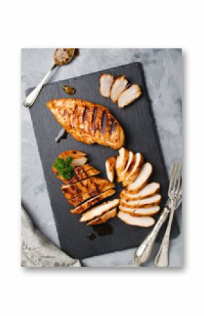 Grilled chicken fillets in a spicy marinade