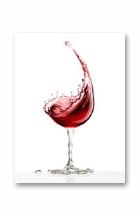 red wine glass on a white background