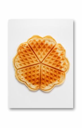 Belgian heart shaped waffle on white background