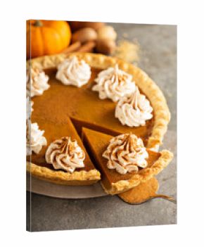 Pumpkin pie with whipped cream