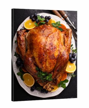 Festive celebration roasted turkey for Thanksgiving