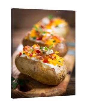 Baked potatoes with cheese and bacon