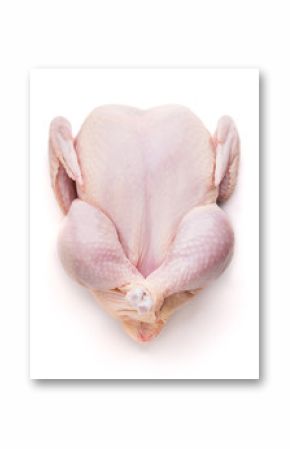 Top view of fresh raw chicken isolated on white