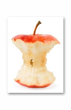 Eaten Apple close-up on a white. Isolated.